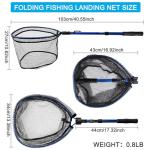 LBW Collapsible Fishing Net with Telescoping Handle, Folding Kayak Net for Freshwater or Saltwater, Trout Catfish Bass Rubber Landing Net