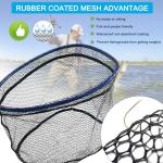 LBW Collapsible Fishing Net with Telescoping Handle, Folding Kayak Net for Freshwater or Saltwater, Trout Catfish Bass Rubber Landing Net