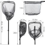 Fishing Net with Telescopic Handle,Durable Landing Net for Freshwater & Saltwater, Foldable Fishing Nets for Fish, 20 lbs Capacity, Rubber Coated Netting, Length 50.7″, Hoop 17.7″ x 15.9″, Depth 14″
