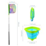 Autokcan 2PCS Fishing Net with Bucket, Telescopic Fishing Landing Net, Collapsible Kids Sand Bucket, Kids Fish Butterfly Catching for Freshwater Saltwater Outdoor Activities