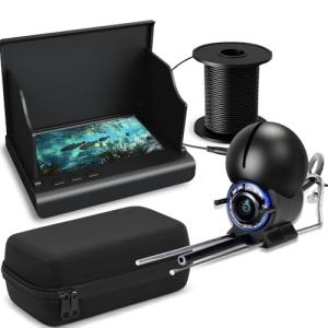 Underwater Fishing Camera, 4.3 Inch LCD and Upgraded HD Lens for Ice Lake Boat Kayak Fishing, Waterproof Fishing Camera Infrared Night Vision Light, Portable Beginner Fish Finder 50ft Cable (Black)