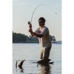 Ugly Stik 5’6” Carbon Spinning Rod, One-Piece, 4-8lb Line Rating, Light Power, Moderate Fast Action, 1/16-1/4 oz. Lure Rating, Red/Black
