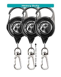 HOOK-EZE Fly Fishing Zinger Retractor for Anglers Vest, Pack of 3 - Fishing Gear and Equipment for Nippers, Forceps, Fly Float Ant, Belt Loops & Backpack