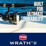 PENN Wrath II Saltwater Spinning Fishing Reel, Size 4000, Right/Left Handle Position, Corrosion-Resistant Graphite Body, Machined Anodized Aluminum Spool