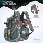 Piscifun Fishing Tackle Backpack with 4 Trays, Large Outdoor Storage Tackle Bag with Protective Rain Cover Digital Camouflage
