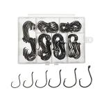 Afmivs Fish Hooks for Fishing Gear Tackle, 150PCS Circle Hooks Saltwater, 6sizes Fishing Hooks Saltwater, Catfish Octopus Hook 1/0 2/0 3/0 4/0 5/0 6/0 Black High Carbon Steel with Portable Plastic Box