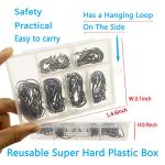 Afmivs Fish Hooks for Fishing Gear Tackle, 150PCS Circle Hooks Saltwater, 6sizes Fishing Hooks Saltwater, Catfish Octopus Hook 1/0 2/0 3/0 4/0 5/0 6/0 Black High Carbon Steel with Portable Plastic Box