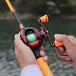Sougayilang Baitcasting Reel 18LB Carbon Fiber Drag Baitcasters Unequaled Affordable High-tech Innovation Baitcast Fishing Reels - Orange -Right Handed