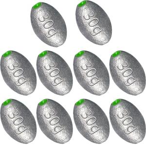 Egg Sinkers Bullet Fishing Weights Oval Shaped with Plastic Core Slip Sinkers for Catfish Fishing Casting Saltwater and Freshwater 1/5oz to 2oz