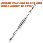 Dr.Fish 5 Pack Inline Trolling Sinker Torpedo Fishing Weight Lead Fishing Weight Sinker Double Ring Saltwater Offshore Boat Fishing 1oz