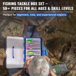Vipfish 448-Pcs Fishing Lures Kit – Complete 3-Layer Tackle Box Set with Hooks, Weights, Bobbers, Pliers, Rigs, Leaders, Fluorocarbon Line, Accessories & More for Kids Fishing Gear