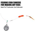 Dr.Fish 5 Pack Fishing Coin Sinkers Lead Fishing Weights Disc Weights No Roll Freshwater Saltwater River Bank Surf Fishing Catfishing, 1oz