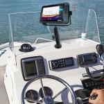RomHaus Marine-Grade Metal Fish Finder Mount for Boat with B Size Ball 1"/25mm, 5.91" Arm and Universal Fish Finder Mounting Plate, Drilled Base, Compatible with Garmin, Lowrance, Humminbird and More