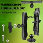 RomHaus Marine-Grade Metal Fish Finder Mount for Boat with B Size Ball 1"/25mm, 5.91" Arm and Universal Fish Finder Mounting Plate, Drilled Base, Compatible with Garmin, Lowrance, Humminbird and More