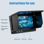 Underwater Fishing Camera, 4.3 Inch Portable Night Vision Fish Finder HD 1000 TVL Infrared Waterproof Camera LCD Monitor 15M Cable for Ice Dark Fishing Lake Sea Boat Kayak