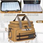 WELIDAY Fishing Tackle Bag for Fishing, Water Resistant Fishing Gear Storage Bag, Soft Tackle Box Storage Case for Saltwater or Freshwater (Khaki)