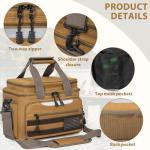 WELIDAY Fishing Tackle Bag for Fishing, Water Resistant Fishing Gear Storage Bag, Soft Tackle Box Storage Case for Saltwater or Freshwater (Khaki)