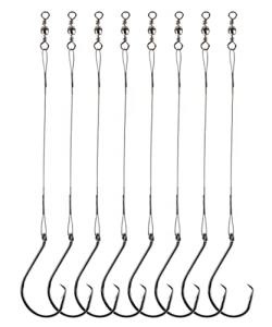 Uxwuy Fishing Circle Hooks Saltwater 50pcs Leader Hook Rigs for Catfish Bass With Offset Hooks