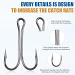 Classic Double Fishing Hooks Kit 30/140pcs Frog Hooks Fly Tying Fishing Hooks Sharp Open Shank 3X Strong High Carbon Steel Barbed Black Small Size for Saltwater and Freshwater