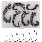 60pcs Offset Worm Hook High Carbon Steel Wide Gap Bait Jig Fish Hooks with Plastic Box #1-5/0