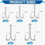 Classic Double Fishing Hooks Kit 30/140pcs Frog Hooks Fly Tying Fishing Hooks Sharp Open Shank 3X Strong High Carbon Steel Barbed Black Small Size for Saltwater and Freshwater