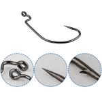 60pcs Offset Worm Hook High Carbon Steel Wide Gap Bait Jig Fish Hooks with Plastic Box #1-5/0