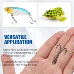 Classic Double Fishing Hooks Kit 30/140pcs Frog Hooks Fly Tying Fishing Hooks Sharp Open Shank 3X Strong High Carbon Steel Barbed Black Small Size for Saltwater and Freshwater