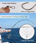 Uxwuy Fishing Circle Hooks Saltwater 50pcs Leader Hook Rigs for Catfish Bass With Offset Hooks