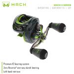 Lew's MACH 2 Baitcast Fishing Reel, 7.5:1 Gear Ratio, Graphite Frame, Premium 10 Bearing System, Black/Green