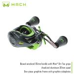 Lew's MACH 2 Baitcast Fishing Reel, 7.5:1 Gear Ratio, Graphite Frame, Premium 10 Bearing System, Black/Green