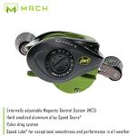 Lew's MACH 2 Baitcast Fishing Reel, 7.5:1 Gear Ratio, Graphite Frame, Premium 10 Bearing System, Black/Green