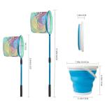 Kids Fishing Nets with Bucket Fishing Retractable Landing Net Lightweight Aluminum Pole with Non-Slip Handle for Catch and Release and Release Frogs Butterfly Youth Outdoor