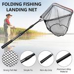 Fishing Landing Net, Fishing Net for Freshwater Saltwater with Long Foldable Telescoping Pole Handle Collapsible Small Fish Net for Kids Men Women Easy Catch Release