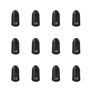 Fishfun Tungsten Bullet Fishing Weights, Insert Free Worm Sinkers, 12 Pack, 1/4oz, No Chip Black