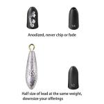 Fishfun Tungsten Bullet Fishing Weights, Insert Free Worm Sinkers, 12 Pack, 1/4oz, No Chip Black