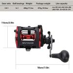 Sougayilang Trolling Reel Level Wind Conventional Reel Graphite Body Fishing Reel, Durable Stainless-Steel, Large Line Capacity-DTR30 Left Handle