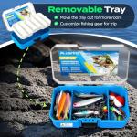 PLUSINNO Fishing Tackle Box with Tackle Included, 373PCS Fishing Lures Kit with Removable Tray, Fishing Gear with Pliers, Weights, Hooks, Accessories, Fishing Tackle Lure Kit Gifts for Men Bass Trout