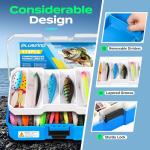 PLUSINNO Fishing Tackle Box with Tackle Included, 373PCS Fishing Lures Kit with Removable Tray, Fishing Gear with Pliers, Weights, Hooks, Accessories, Fishing Tackle Lure Kit Gifts for Men Bass Trout