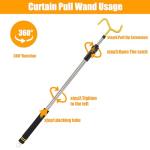 Frebuta Drapery Pull Rod,36“ to 63” Curtain Pull Telescoping Pole Heavy Duty For Curtains Wand Stainless Steel Tubes Soft Sponge Handle Rod for Curtains Extension Pole Lightweight (Black Yellow)