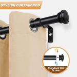 TONIAL Curtain Rod 32 to 58 Inch(2.6-4.8ft), Telescoping Splicing 3/4 Drapery Rods for Windows 20 to 53 Inch(1.7-4.4ft), Decorative Single Rod with Small Cap Finial, Black