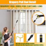 Frebuta Drapery Pull Rod,36“ to 63” Curtain Pull Telescoping Pole Heavy Duty For Curtains Wand Stainless Steel Tubes Soft Sponge Handle Rod for Curtains Extension Pole Lightweight (Black Yellow)