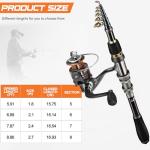 PLUSINNO Telescopic Fishing Rod and Reel Combos Full Kit, Carbon Fiber Fishing Pole, 12 +1 Shielded Bearings Stainless Steel BB Spinning Reel