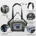 Goture Waterproof Fishing Waist Pack,IPX8 840D TPU Large Fishing Tackle Bag with Rod Holder,Airtight Zipper Closure,9L Fly Fishing Bag with Adjustable Strap,Sling Fishing Waist Bag,Fishing Fanny Pack