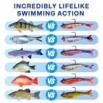 FONMANG 6-Piece Swim Baits for Bass Fishing, Pre-Rigged Jig Heads Soft Plastic Walleye Fishing Lures, Paddle Tail Swimbaits for Bass Fishing, Fishing Bait for Freshwater Saltwater Gifts