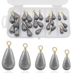 Fishing Weights Sinkers Kit, 5 Sizes 25pcs Bass Casting Drop Shot Weights Lead Fishing Weights for Catfish Saltwater Freshwater