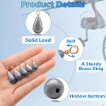 Fishing Weights Sinkers Kit, 5 Sizes 25pcs Bass Casting Drop Shot Weights Lead Fishing Weights for Catfish Saltwater Freshwater
