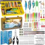 WITOROR Fishing Lures, 148Pcs Tackle Box with Tackle Included, Crankbaits, Spoon, Hooks, Weights & Other Accessories, Fishing Bait Lure Gear Kit Gifts for Men Bass Freshwater