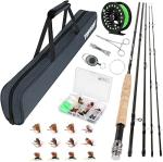 TOPFORT Fly Fishing Rod and Reel Combo Starter Kit, 4 Piece Lightweight Ultra-Portable Graphite Fly Rod Complete Starter Package with Carrier Bag