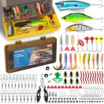 WITOROR Fishing Lures, 144Pcs Tackle Box Included Crankbaits, Spoon, Hooks, Jigs, Weights and More Other Accessories, Fishing Bait Lure Gear Teasers Kit Gifts for Men Bass Freshwater
