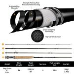 TOPFORT Fly Fishing Rod and Reel Combo Starter Kit, 4 Piece Lightweight Ultra-Portable Graphite Fly Rod Complete Starter Package with Carrier Bag